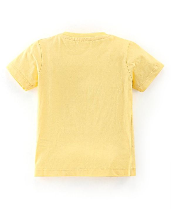 Babyhug Cotton Half Sleeves T-Shirt Elephant Print- Yellow