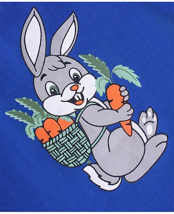 Babyhug Cotton Half Sleeves T-Shirt Bunny Print - Blue