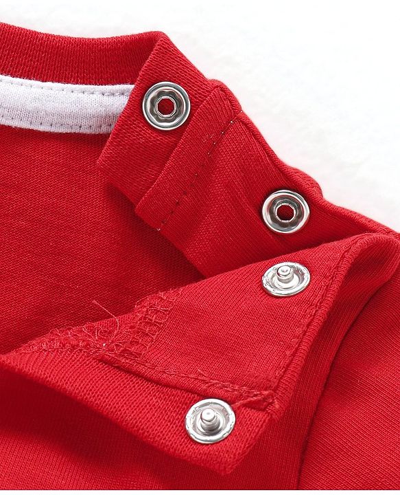 Babyhug Cotton Knit Half Sleeves T-Shirt with Tractor Print - Red