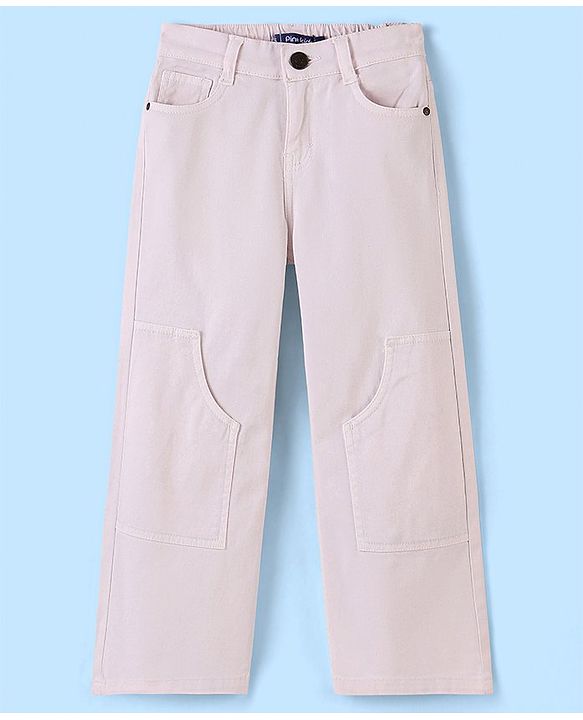 Pine Kids Ankle Length Cotton Elastane Over Dyed Jeans - Light Pink