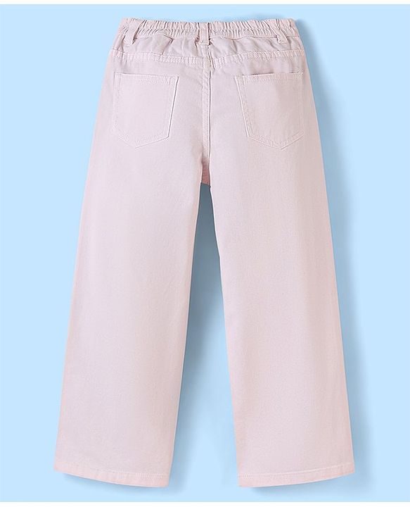 Pine Kids Ankle Length Cotton Elastane Over Dyed Jeans - Light Pink