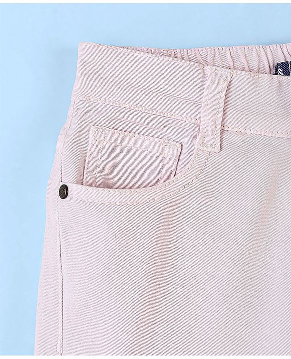 Pine Kids Ankle Length Cotton Elastane Over Dyed Jeans - Light Pink