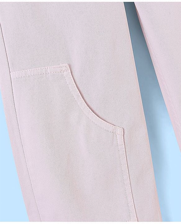 Pine Kids Ankle Length Cotton Elastane Over Dyed Jeans - Light Pink