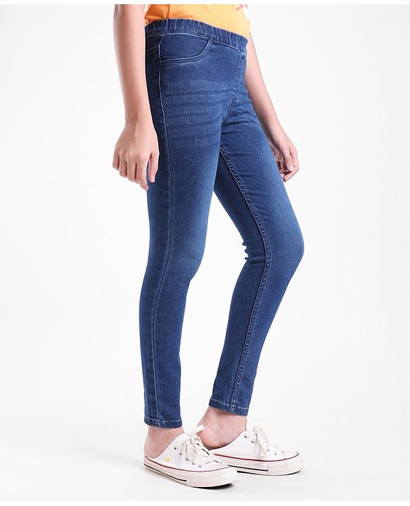 Pine Kids Cotton Ankle Length Female Jeggings - Dark Blue
