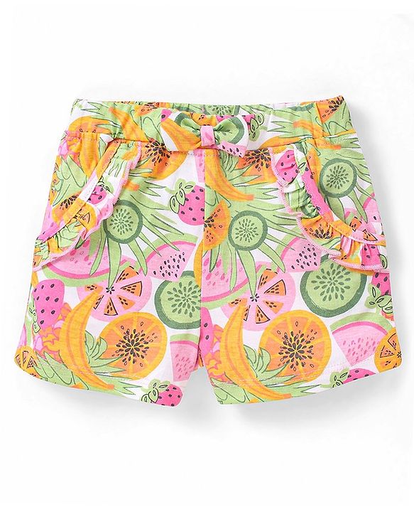 Babyhug 100% Cotton Knit Sleeveless Top and Shorts Fruits Print - Pink & Green