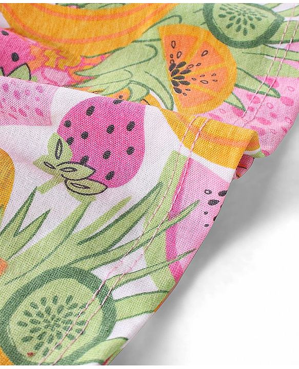Babyhug 100% Cotton Knit Sleeveless Top and Shorts Fruits Print - Pink & Green