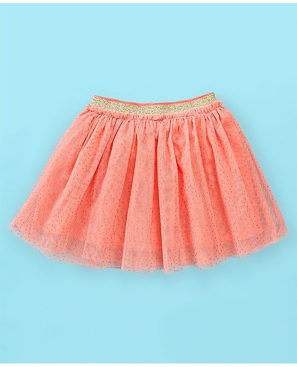 Babyhug 100% Cotton Half Sleeves Top & Skirt Set Floral Print- Peach