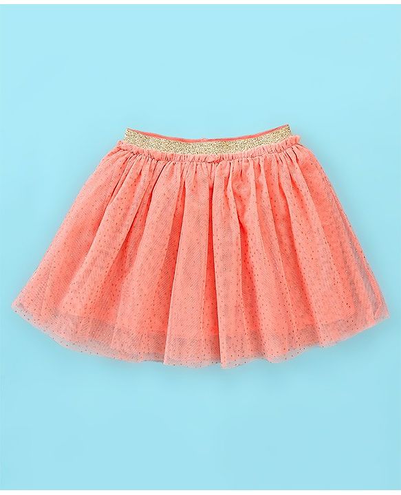 Babyhug 100% Cotton Half Sleeves Top & Skirt Set Floral Print- Peach