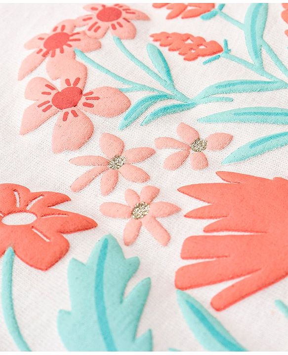Babyhug 100% Cotton Half Sleeves Top & Skirt Set Floral Print- Peach