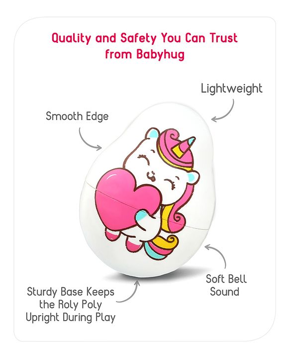 Babyhug Dog Musical Push and Shake Roly Poly| Wobbling Bell Sounds For 0 Months+| Child Safe Material| Gifting Toy| BIS Certified