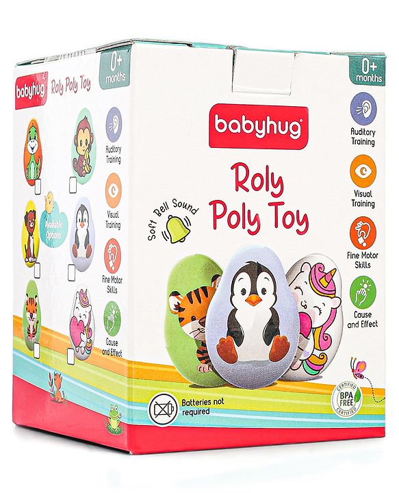 Babyhug Dog Musical Push and Shake Roly Poly| Wobbling Bell Sounds For 0 Months+| Child Safe Material| Gifting Toy| BIS Certified