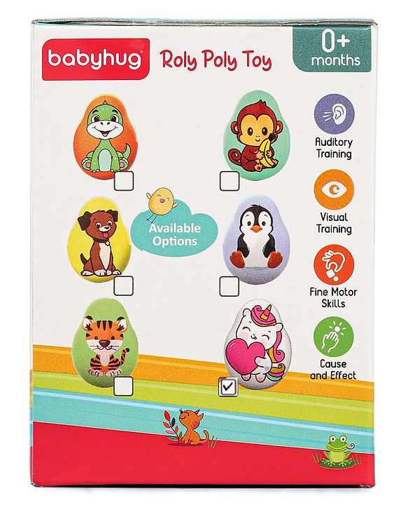Babyhug Dog Musical Push and Shake Roly Poly| Wobbling Bell Sounds For 0 Months+| Child Safe Material| Gifting Toy| BIS Certified