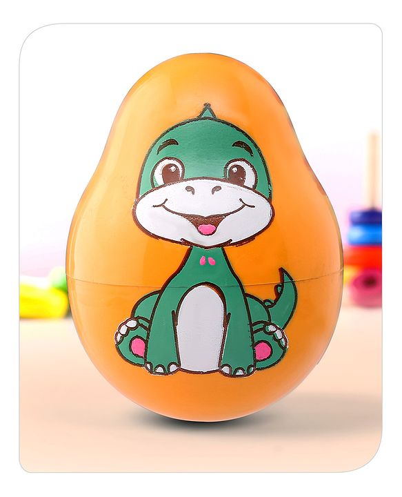 Babyhug Dino Push and Shake Yellow Roly Poly Toy| Wobbling Bell Sounds For 0 Months+| Child Safe Material| Gifting Toy| BIS Certified
