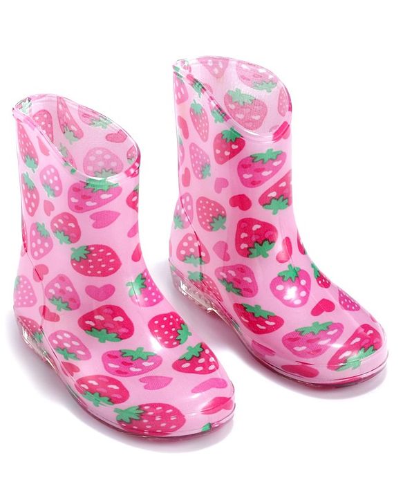 Cute Walk by Babyhug Strawberry Print Gumboots - Pink