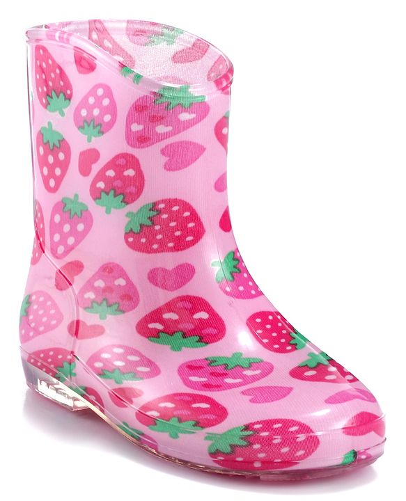 Cute Walk by Babyhug Strawberry Print Gumboots - Pink