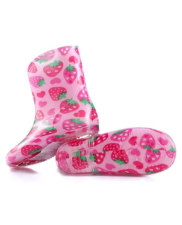 Cute Walk by Babyhug Strawberry Print Gumboots - Pink