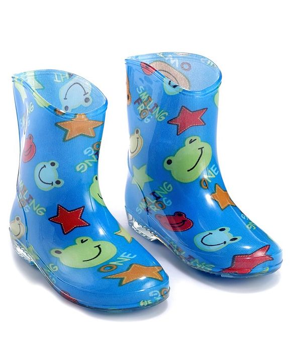 Cute Walk by Babyhug Smiling Frog Print Gumboots - Blue
