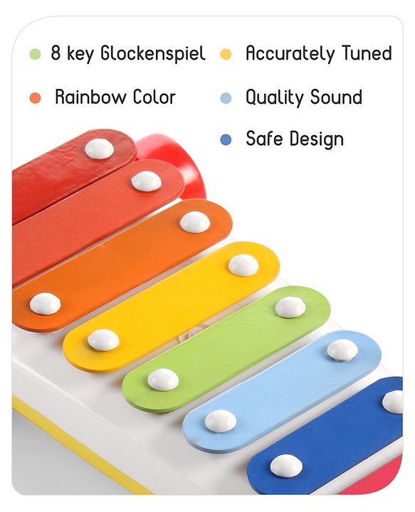 Babyhug Premium Pull Along Xylophone with 8 Notes & 2 Mallet- Yellow| First Musical Xylophone with Wheels for Baby & Toddlers| Preschool Musical Instruments & Activity Toys for 0-4 Years Kids| BIS Certified