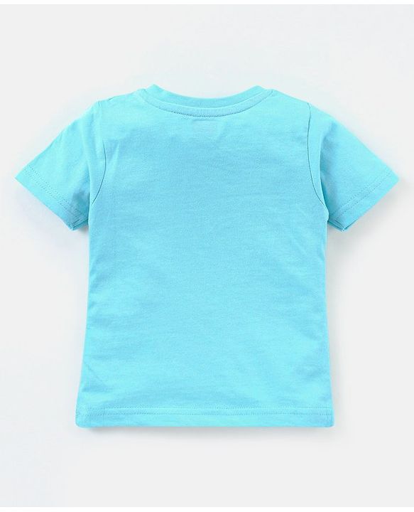 Babyhug Cotton Knit Half Sleeves Night Suit Giraffe Print - Blue