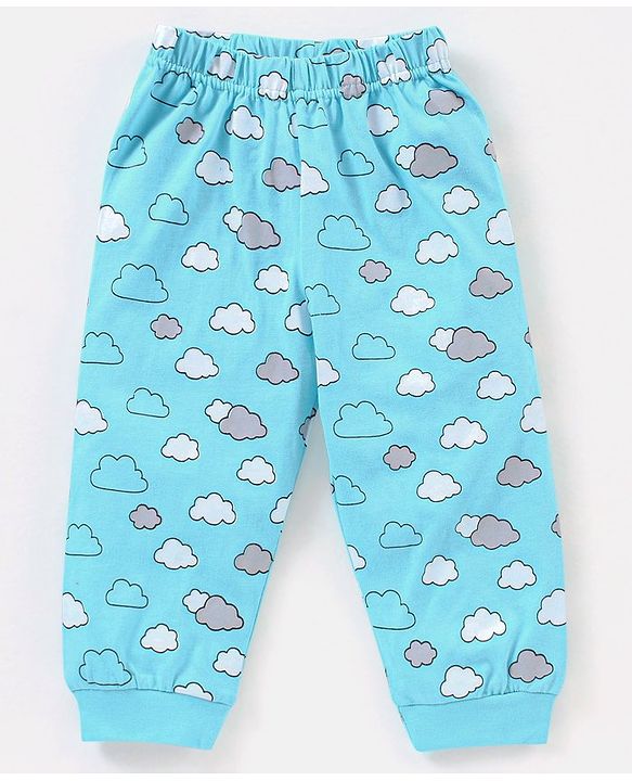 Babyhug Cotton Knit Half Sleeves Night Suit Giraffe Print - Blue