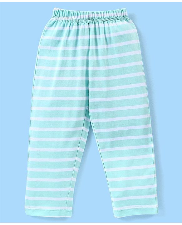 Babyhug Cotton Knit Half Sleeves Night Suit  Fox Print With Stripes -  Blue
