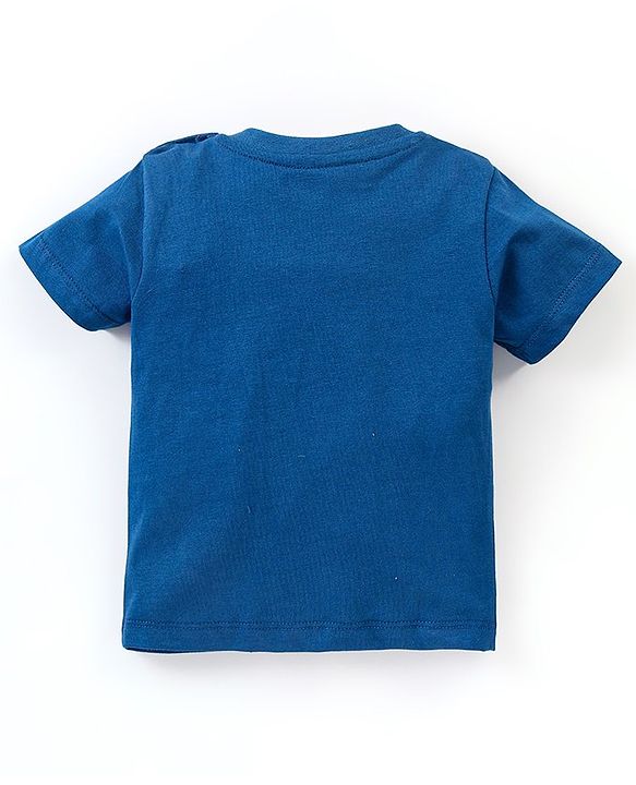 Babyhug Cotton Knit Half Sleeves Night Suit Leopard Print With Stripes - Navy Blue