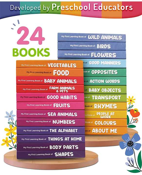 Intelliskills My First Learning Set of 24 Library Books - English |240 Pages|Educator Recommended Early Learning, Vocabulary, Fun & Interactive Board Book Set|Educational & Activity Books | BIS Certified