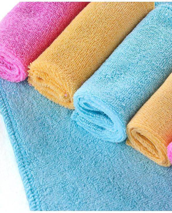 Babyhug Terry Knit Wash Cloths Pack of 6- Multicolour