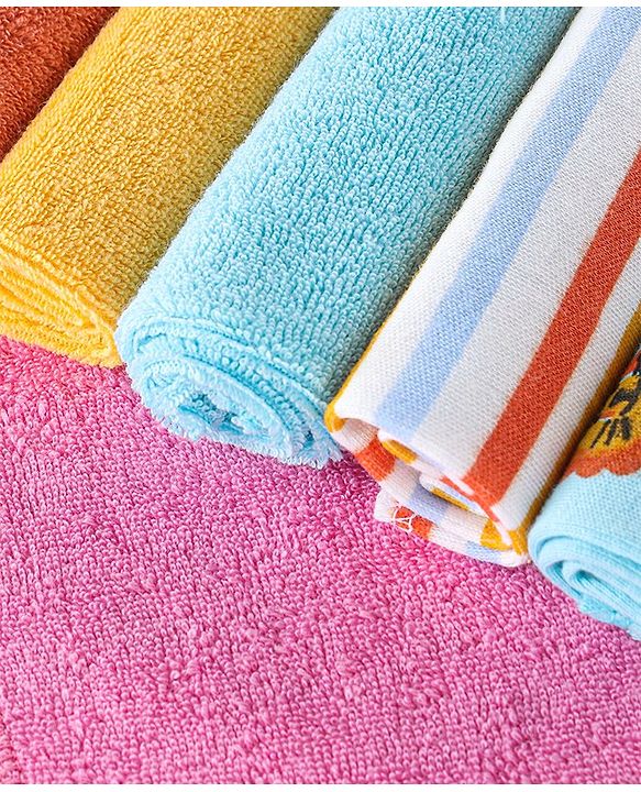 Babyhug Terry Knit Wash Cloths Pack of 6- Multicolour