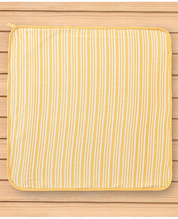 Babyhug Double Layer Terry Monkey Print Hooded Towel L 73 x B 73 cm - Yellow