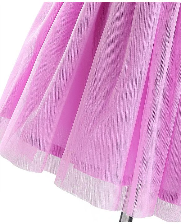 Babyhug Woven Half Sleeves Sequinned Party Frock -Lavender