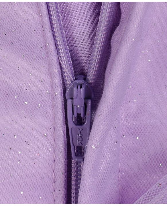 Babyhug Sleeveless One Shoulder Party Frock With Floral Corsage & Glitter Detailing - Lavender