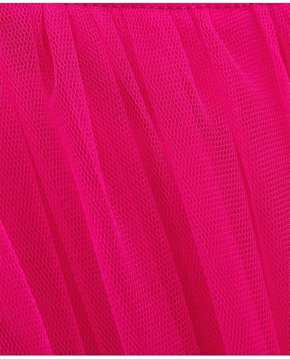 Babyhug Mesh Sleeveless Solid Party Frock With Floral Corsage- Hot Pink