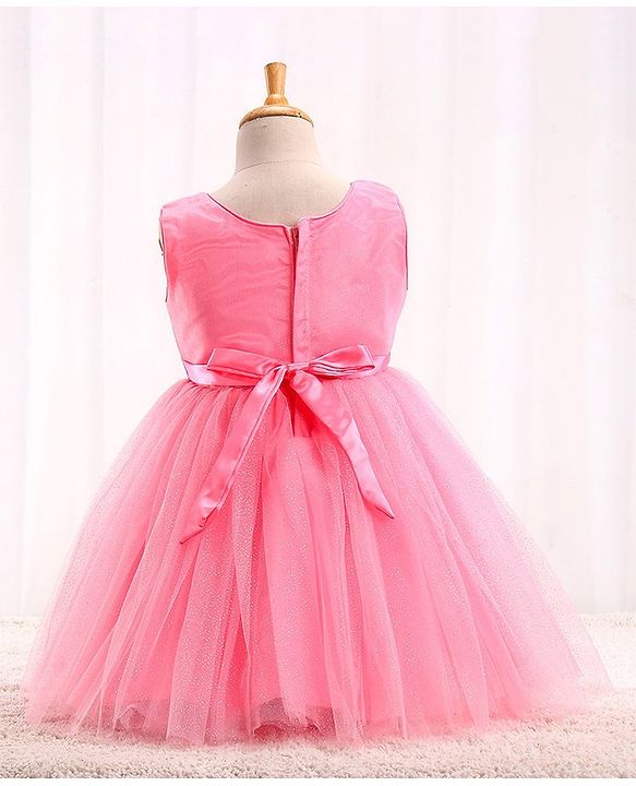 Babyhug Sleeveless Party Wear Sequinned Frock - Pink