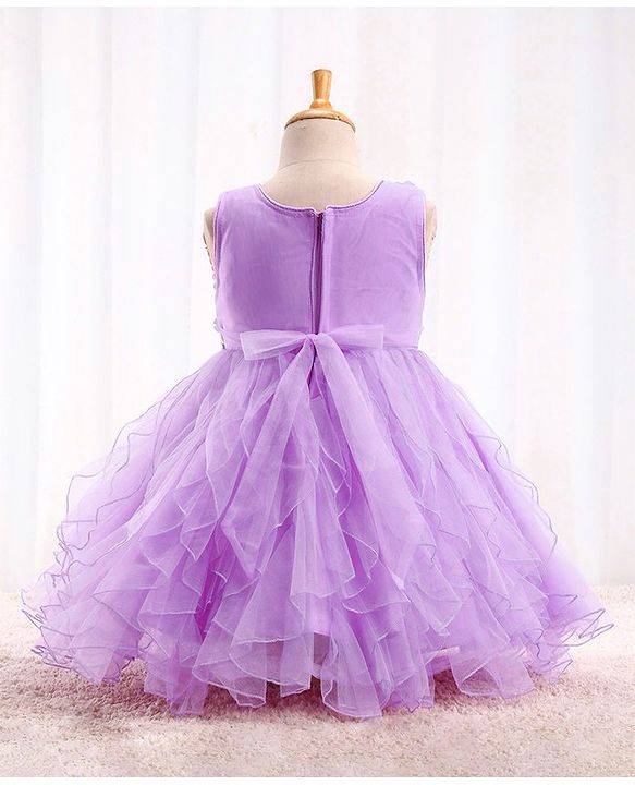 Babyhug Sleeveless Party Wear Sequinned Frock - Lavender