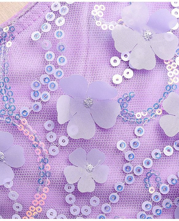 Babyhug Sleeveless Party Wear Sequinned Frock - Lavender