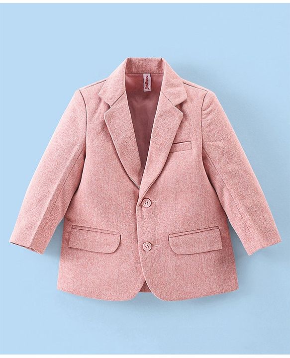 Babyhug Full Sleeves Printed Party Shirt with Blazer - Light Pink