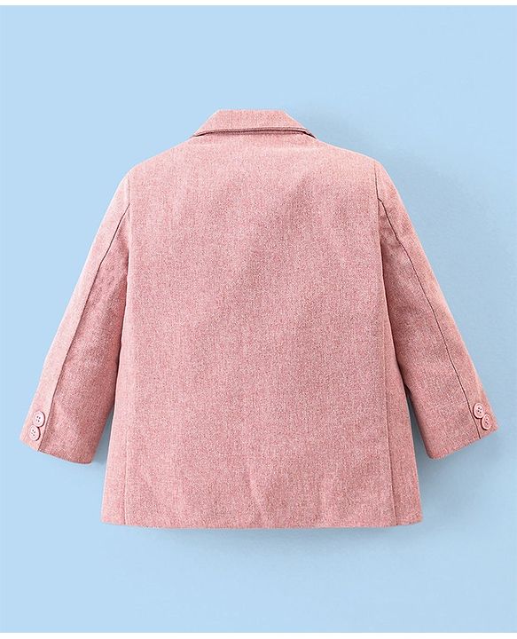 Babyhug Full Sleeves Printed Party Shirt with Blazer - Light Pink
