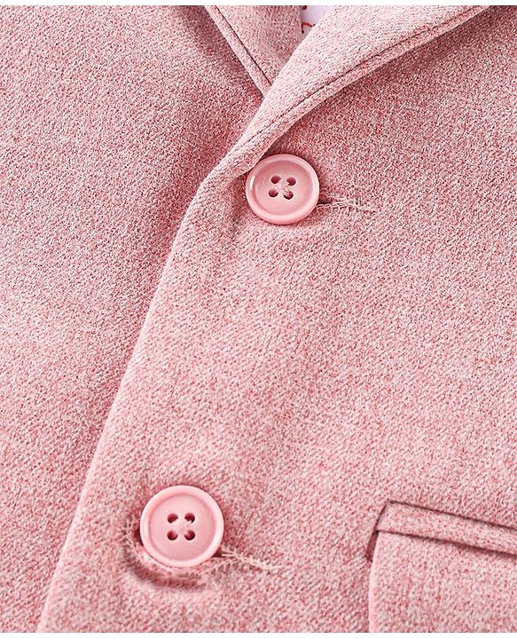 Babyhug Full Sleeves Printed Party Shirt with Blazer - Light Pink