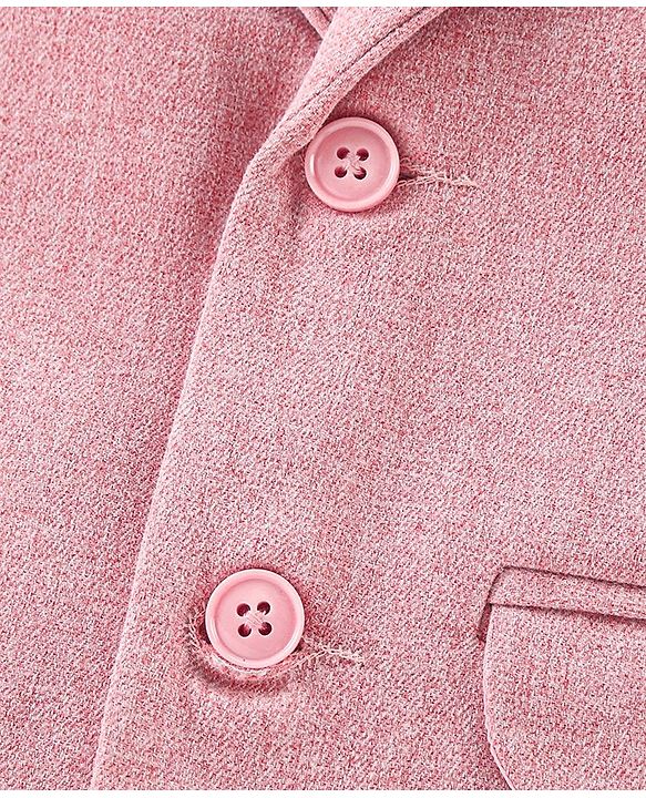 Babyhug Full Sleeves Printed Party Shirt with Blazer - Light Pink