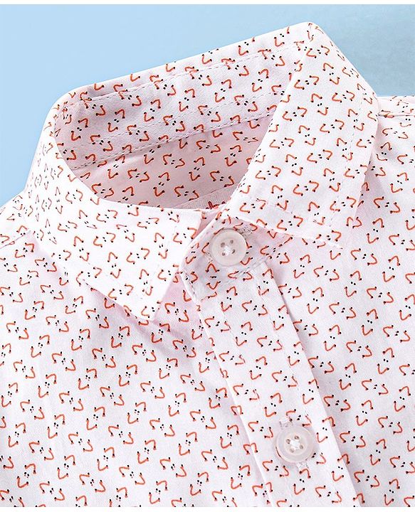 Babyhug Full Sleeves Printed Party Shirt with Blazer - Light Pink