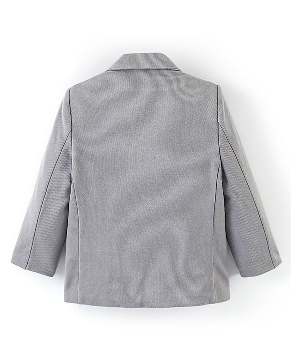 Babyhug Woven Full Sleeves Textured Partywear Blazer - Grey