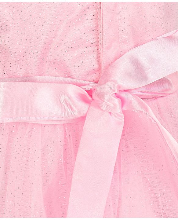 Babyhug Sleeveless Mesh Party Frock - Pink