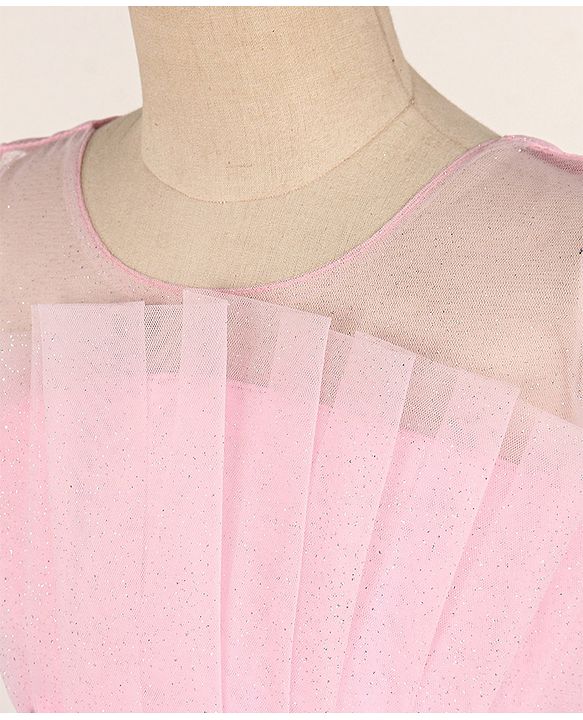 Babyhug Sleeveless Mesh Party Frock - Pink