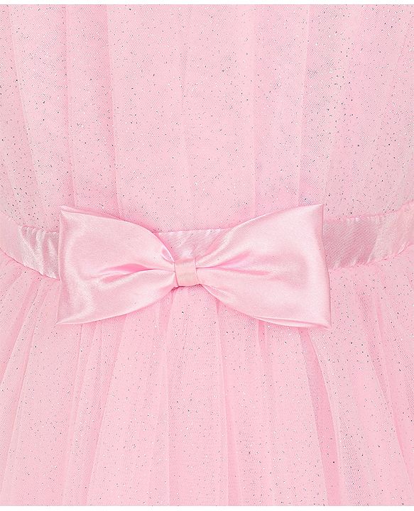 Babyhug Sleeveless Mesh Party Frock - Pink