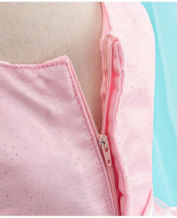 Babyhug Sleeveless Mesh Party Frock - Pink