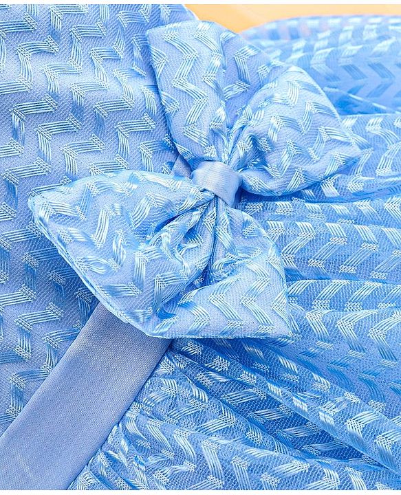 Babyhug Woven Sleeveless Textured Party Dress with Bow Corsage - Blue