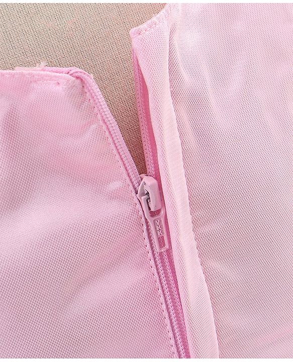 Babyhug Sleeveless Solid Color Mesh Party Frock - Light Pink