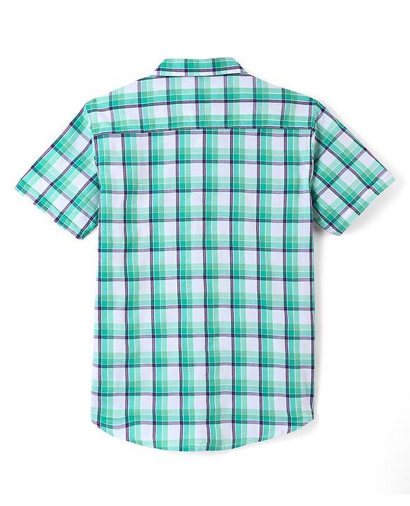 Pine Kids 100% Cotton Half Sleeves Checked Shirt- Blue