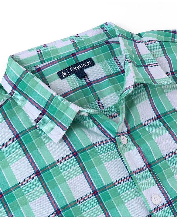Pine Kids 100% Cotton Half Sleeves Checked Shirt- Blue